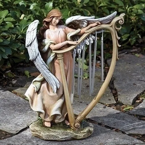 13.25"H Angel W/chimes Garden Statue