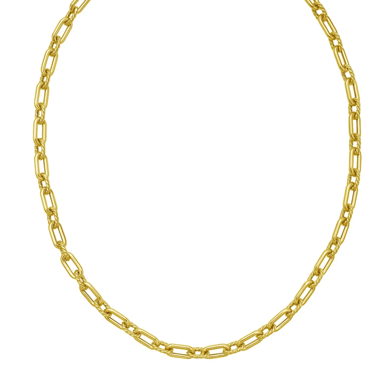 14K Medium Alternating Paperclip Necklace