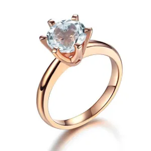 14K Rose Gold 2ct Topaz 6 Claws Solitaire Ring