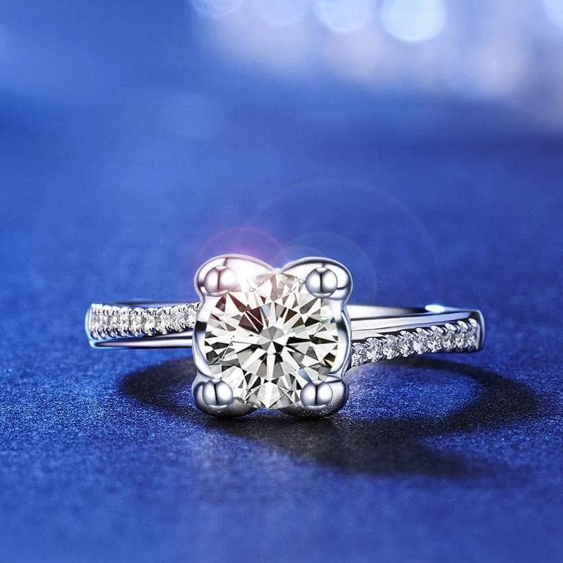 14K White Gold 1ct Round Diamond Ring