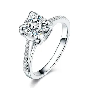 14K White Gold 1ct Round Diamond Ring