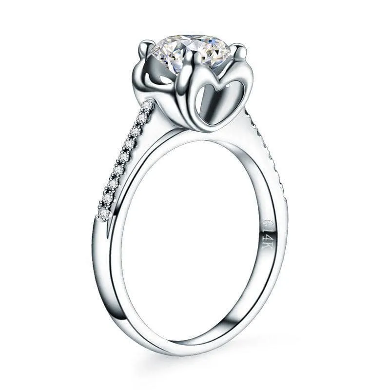 14K White Gold 1ct Round Diamond Ring