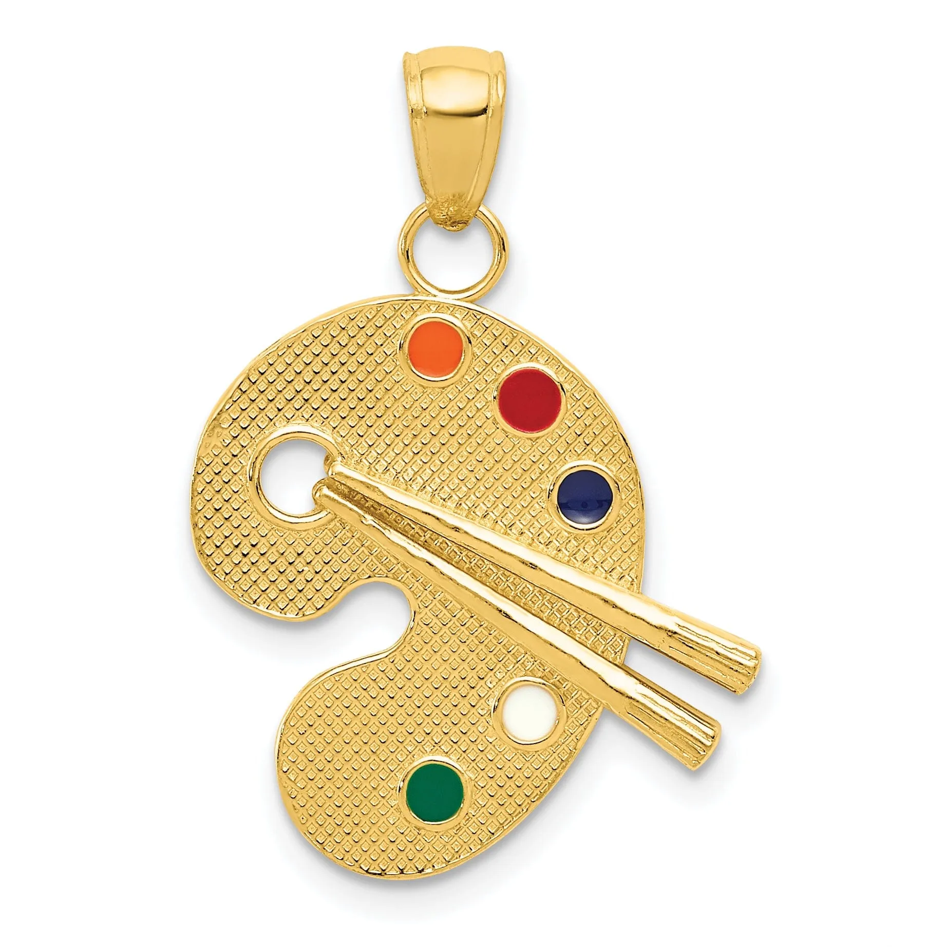 14k Yellow Gold Enameled Artist Palette Pendant