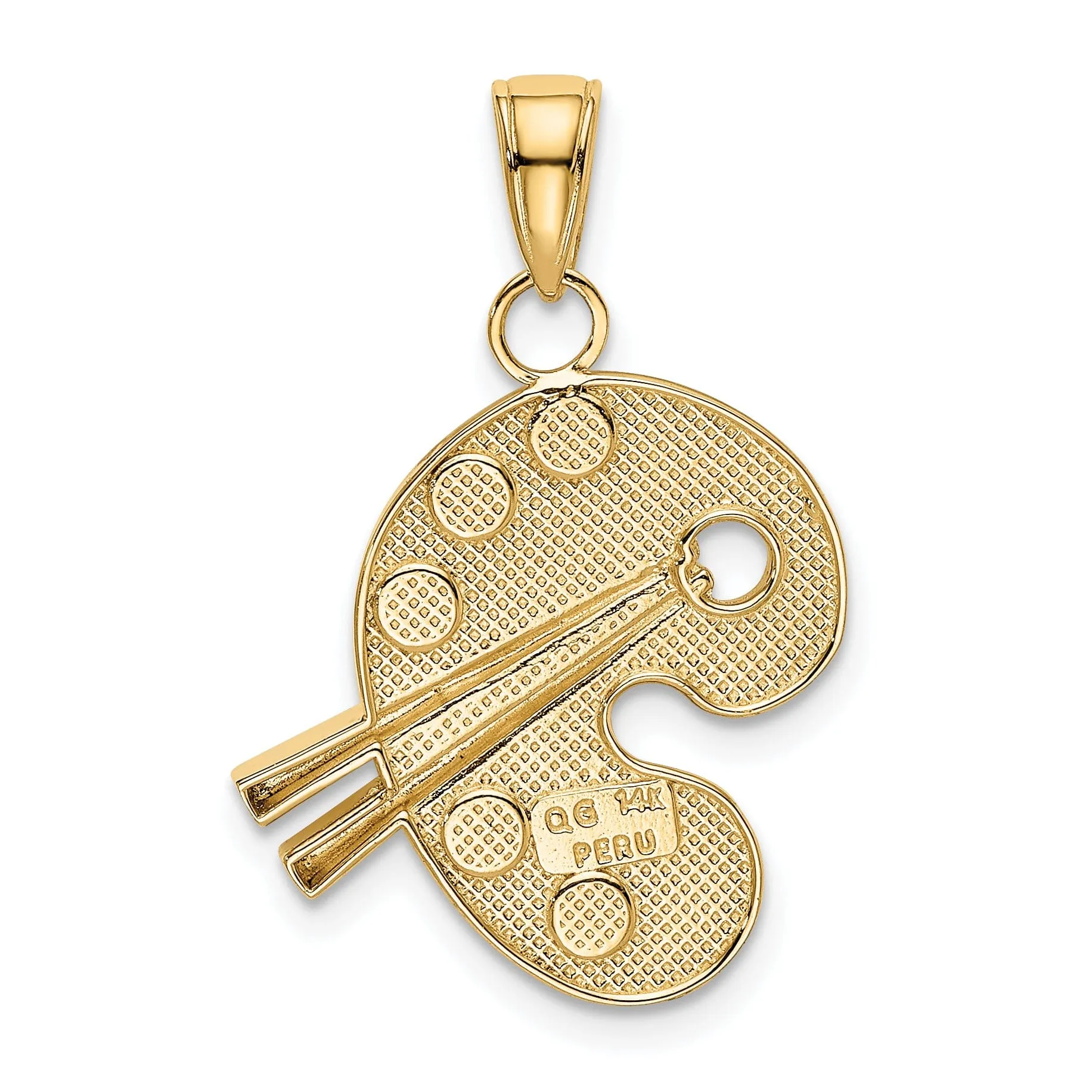 14k Yellow Gold Enameled Artist Palette Pendant