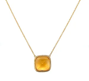 16.79 Carat Citrine Cabochon, Yellow Sapphire and Diamond Necklace