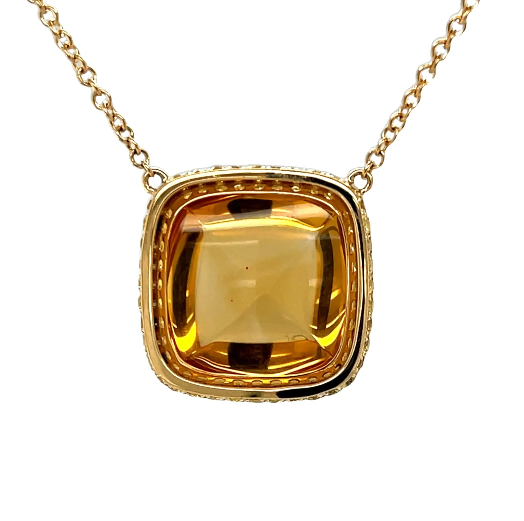16.79 Carat Citrine Cabochon, Yellow Sapphire and Diamond Necklace