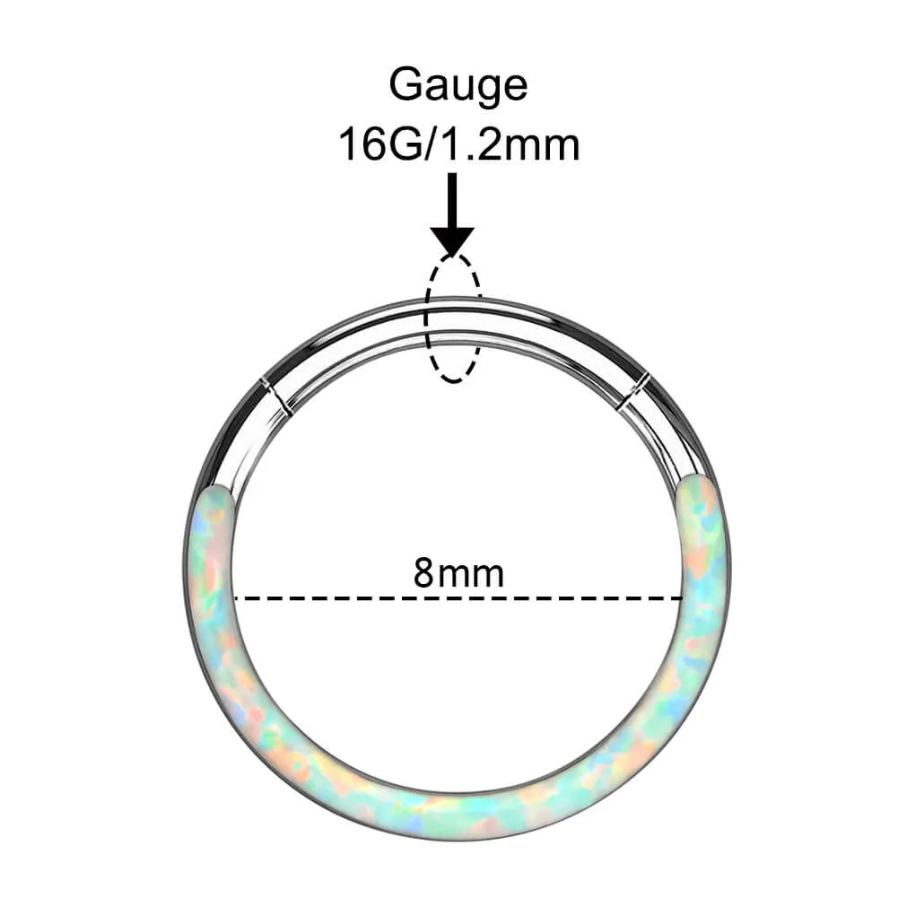 16G White Blue Opal Hinged Segment Cartilage Hoop Helix Earrings