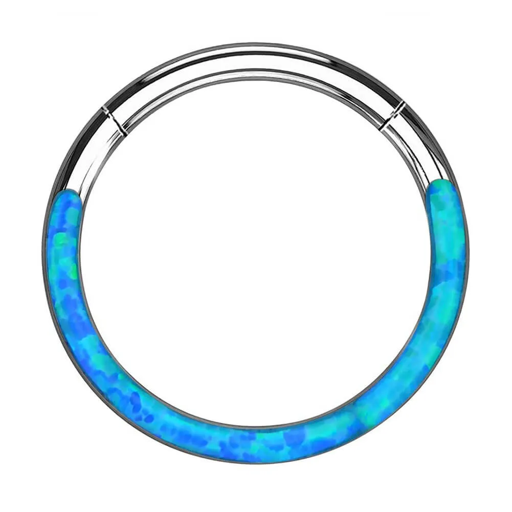 16G White Blue Opal Hinged Segment Cartilage Hoop Helix Earrings