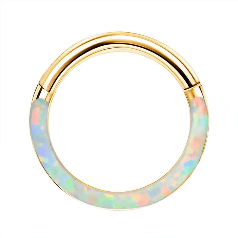 16G White Blue Opal Hinged Segment Cartilage Hoop Helix Earrings
