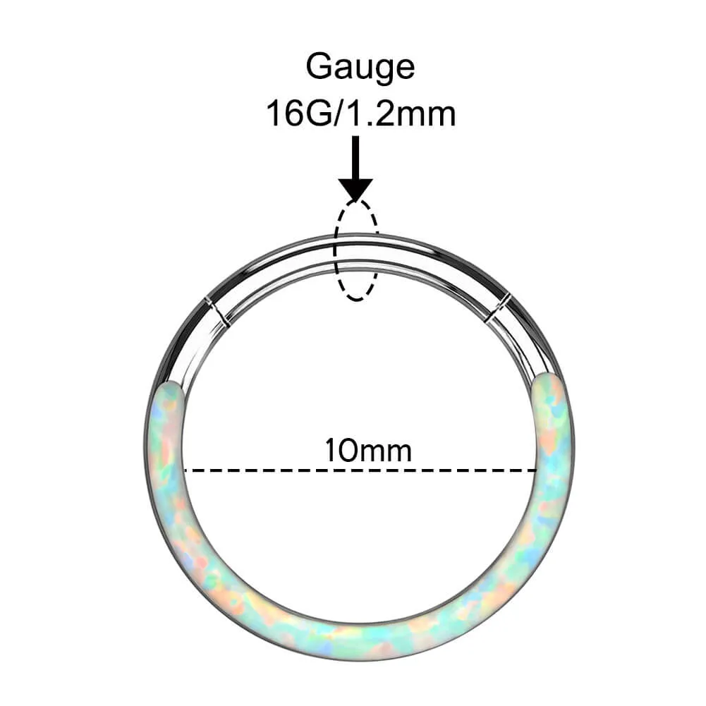16G White Blue Opal Hinged Segment Cartilage Hoop Helix Earrings