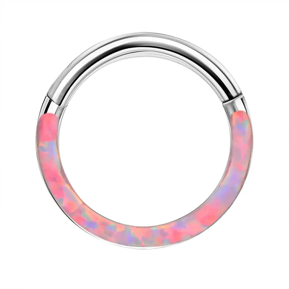 16G White Blue Opal Hinged Segment Cartilage Hoop Helix Earrings