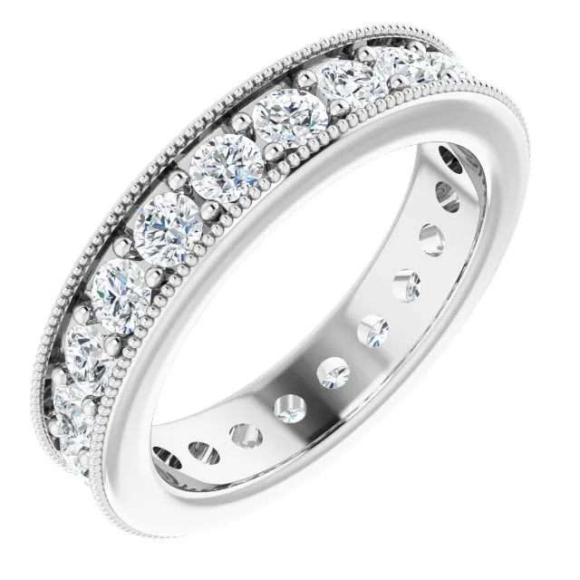 1.76 ct. Round Diamond Eternity Band Milgrain Accent Ring