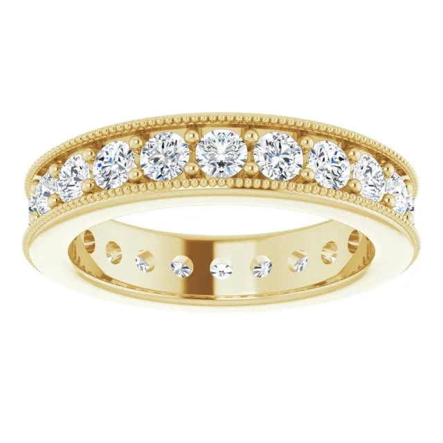 1.76 ct. Round Diamond Eternity Band Milgrain Accent Ring