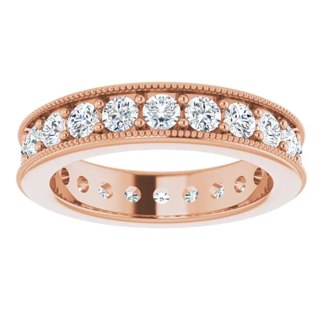 1.76 ct. Round Diamond Eternity Band Milgrain Accent Ring