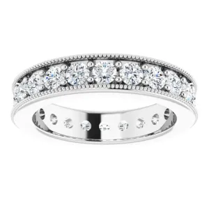 1.76 ct. Round Diamond Eternity Band Milgrain Accent Ring