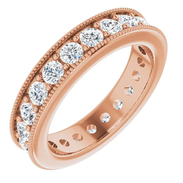 1.76 ct. Round Diamond Eternity Band Milgrain Accent Ring