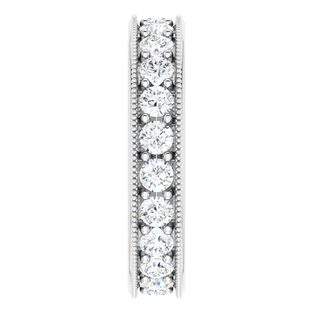1.76 ct. Round Diamond Eternity Band Milgrain Accent Ring