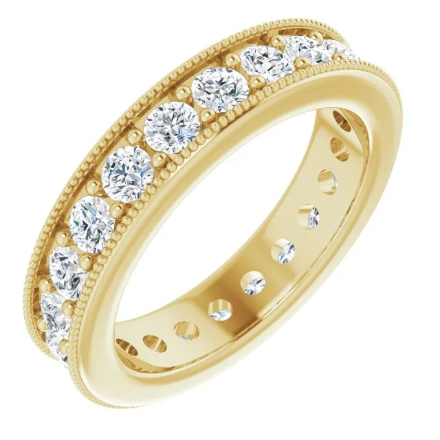 1.76 ct. Round Diamond Eternity Band Milgrain Accent Ring