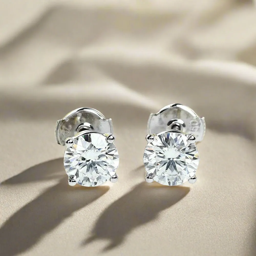 18k White Gold 6.5mm Diamond Earrings