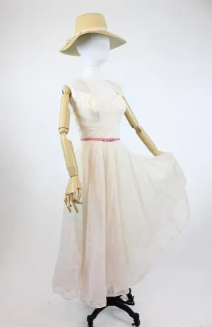 1950s Mitzi Morgan embroidered organza dress xs | new spring