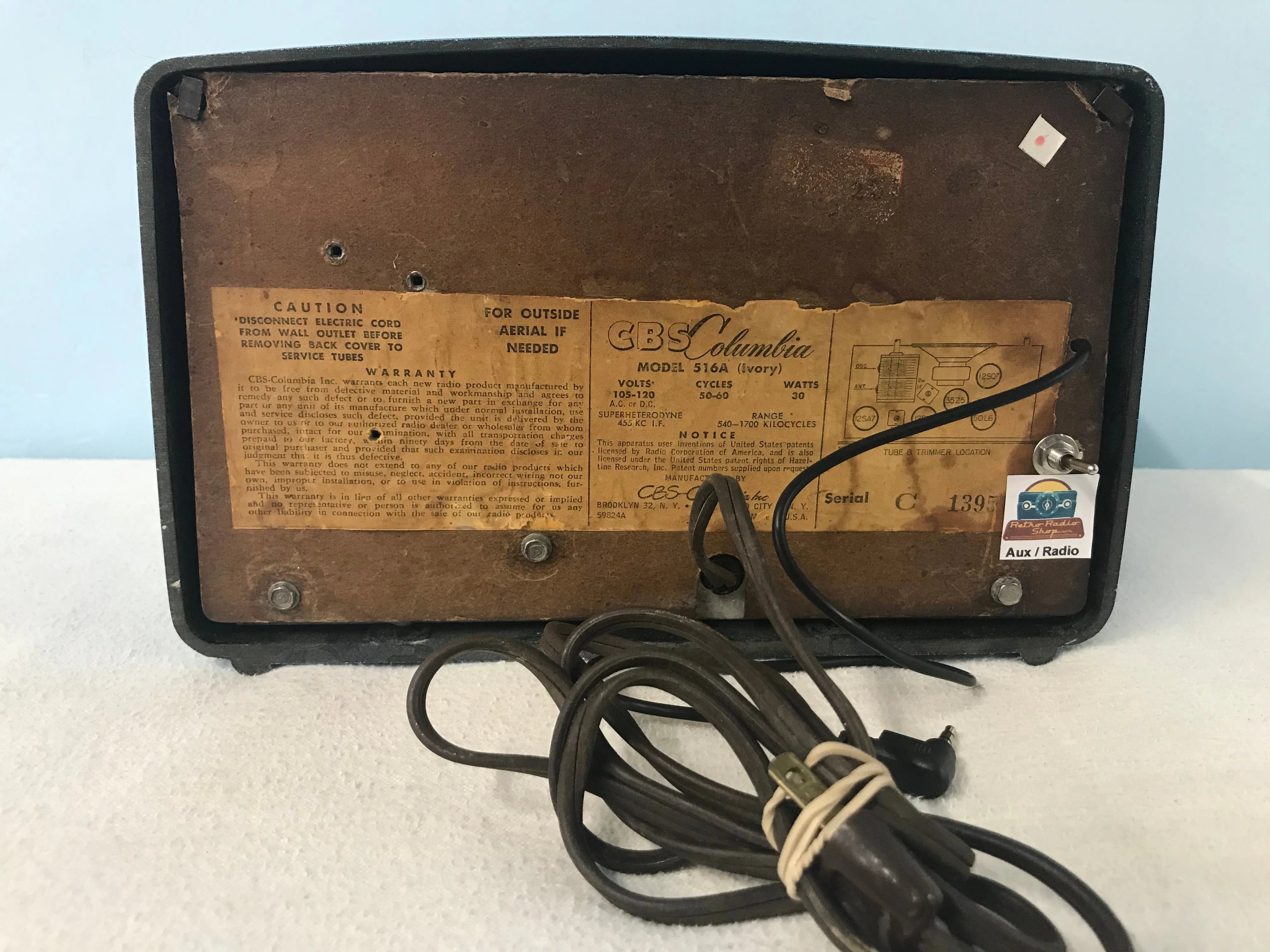 1952 CBS Columbia model 516 Tube Radio With Bluetooth input.