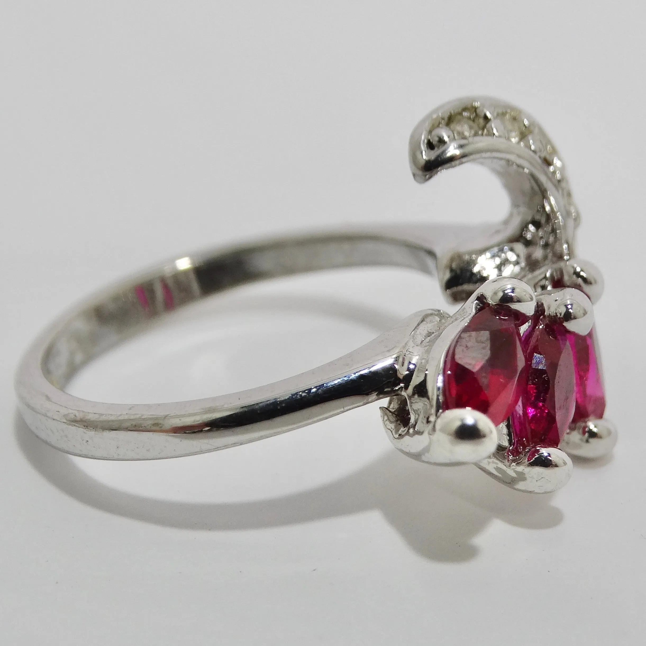 1970 Silver Plated Synthetic Ruby Ring