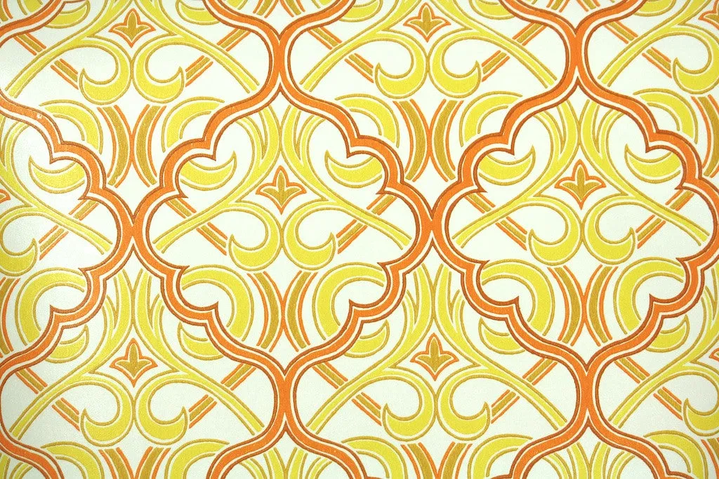 1970s Geometric Damask Vintage Wallpaper