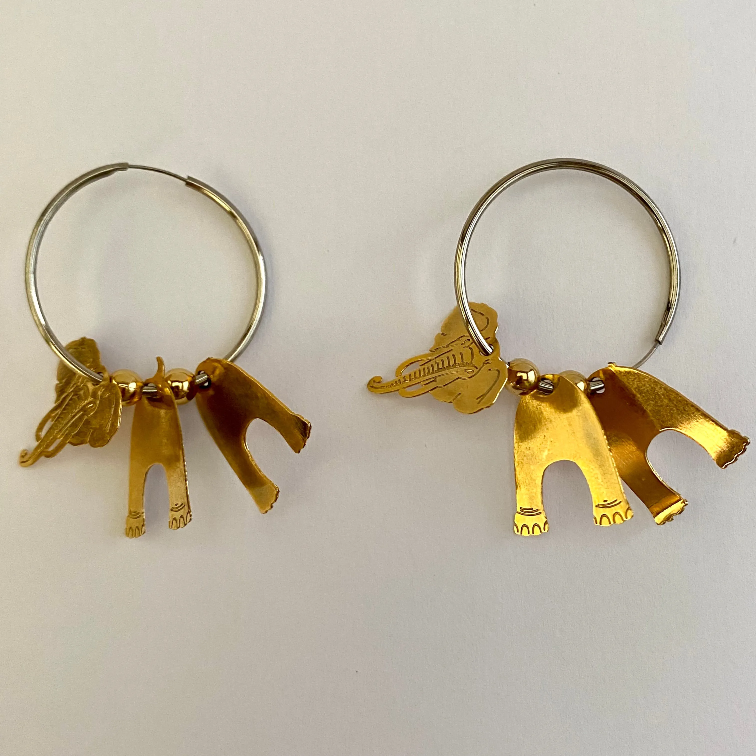 1990s 3-Dimensional Elephant Hoop Earrings