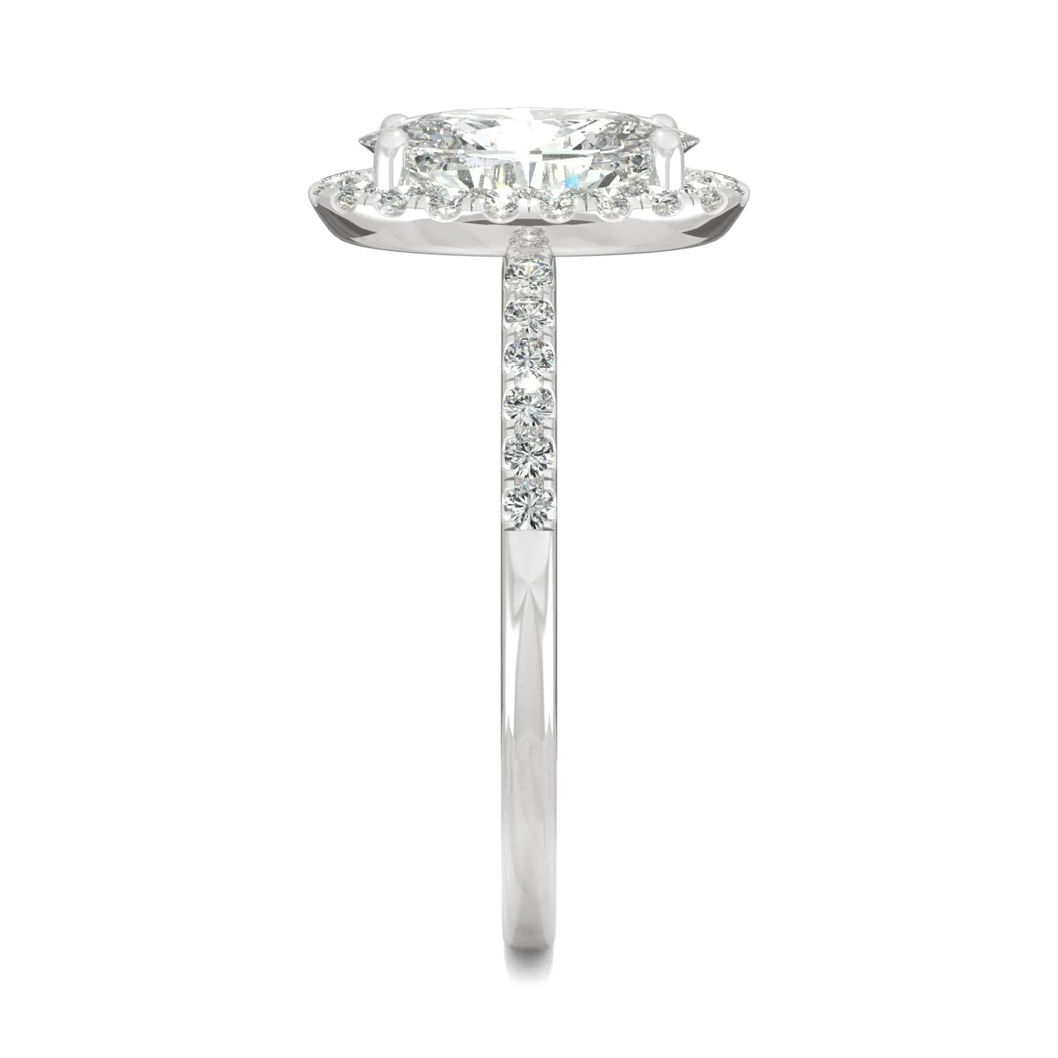 2.62 CTW DEW Elongated Oval Moissanite Halo Ring in 14K White Gold