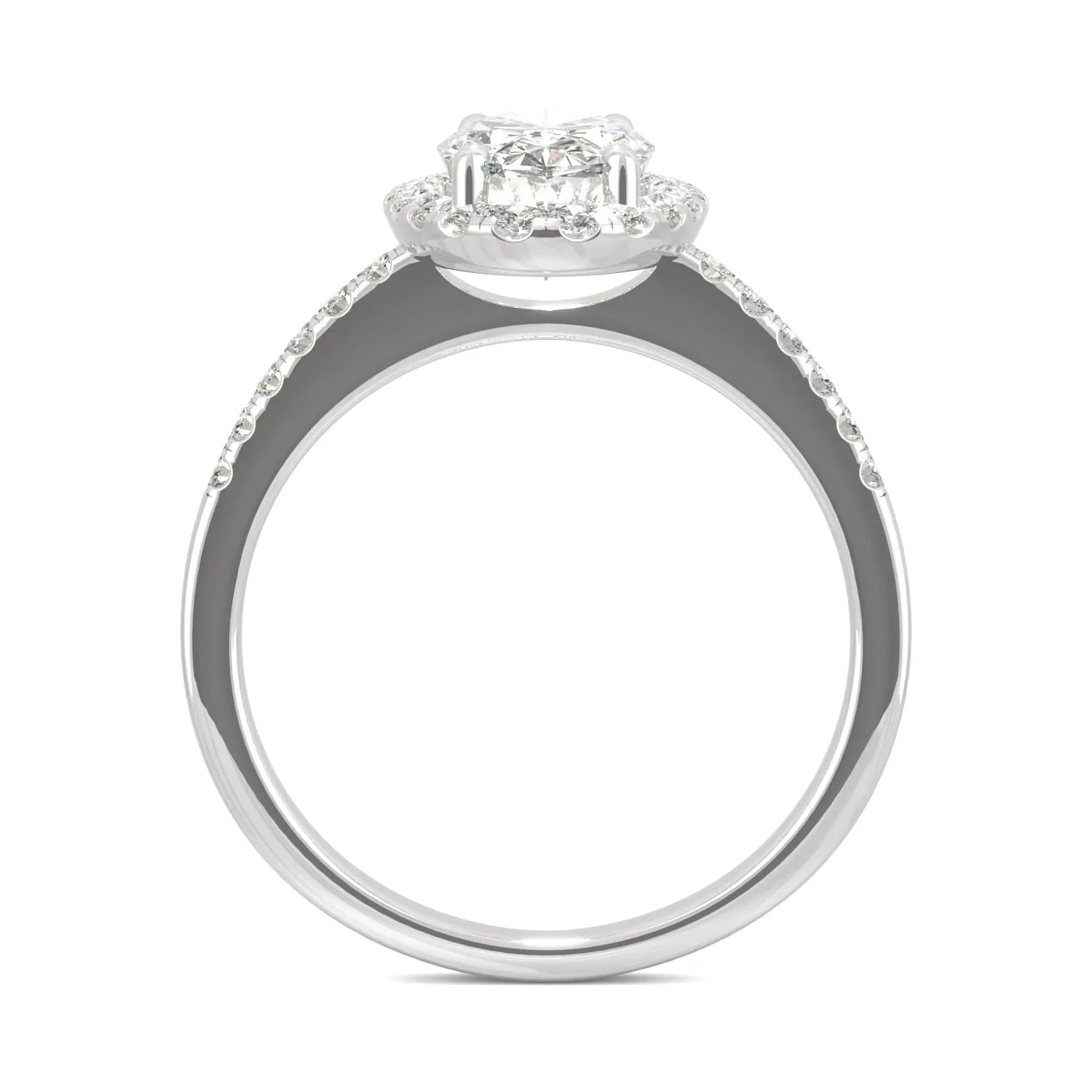 2.62 CTW DEW Elongated Oval Moissanite Halo Ring in 14K White Gold