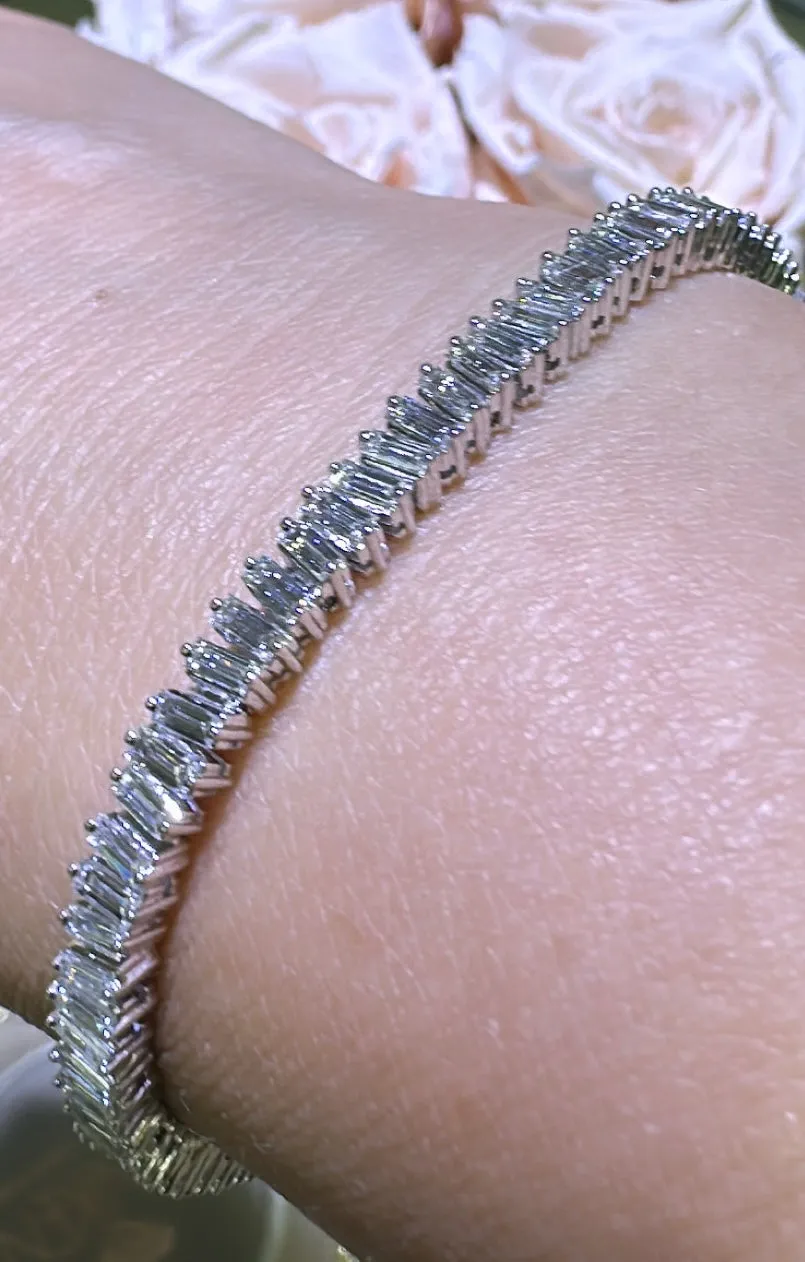 3.60carat Baguette Off-Center Tennis Line Bracelet