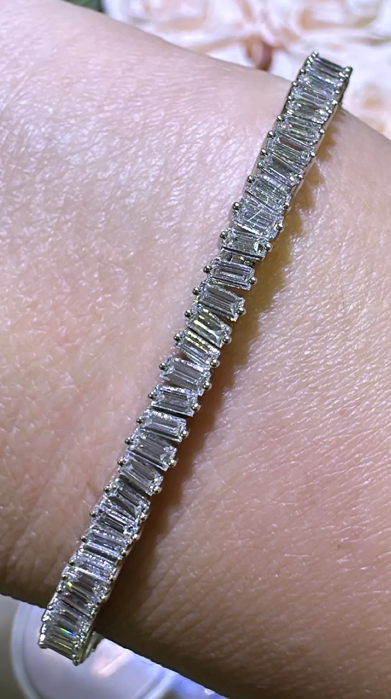 3.60carat Baguette Off-Center Tennis Line Bracelet