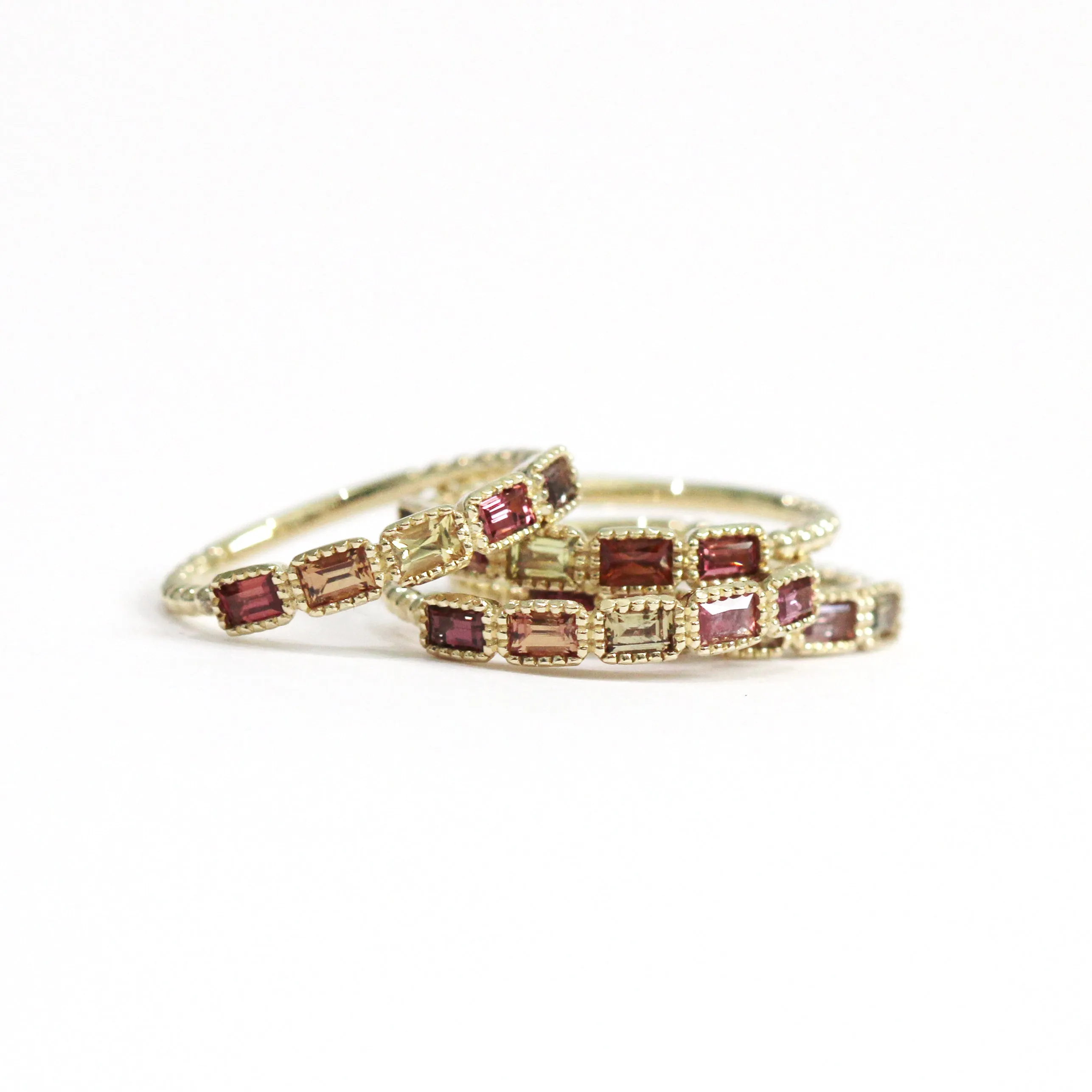 5 Stone Baguette Umba Sapphire Milgrain Bezel Band