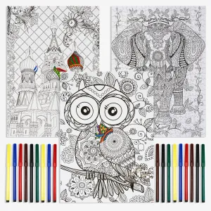500pcs Colour-In Jigsaw Puzzles with Pens (3 Pack)