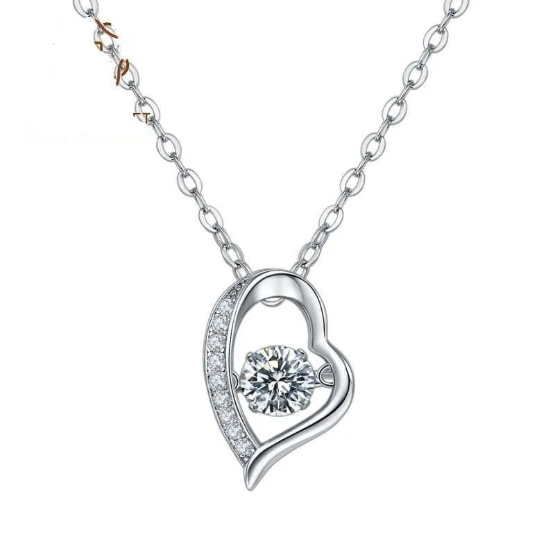 5.0mm D Color 0.5 Ct Diamond Heart Necklace