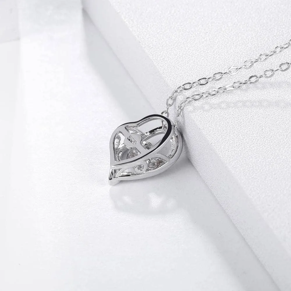 5.0mm D Color 0.5 Ct Diamond Heart Necklace