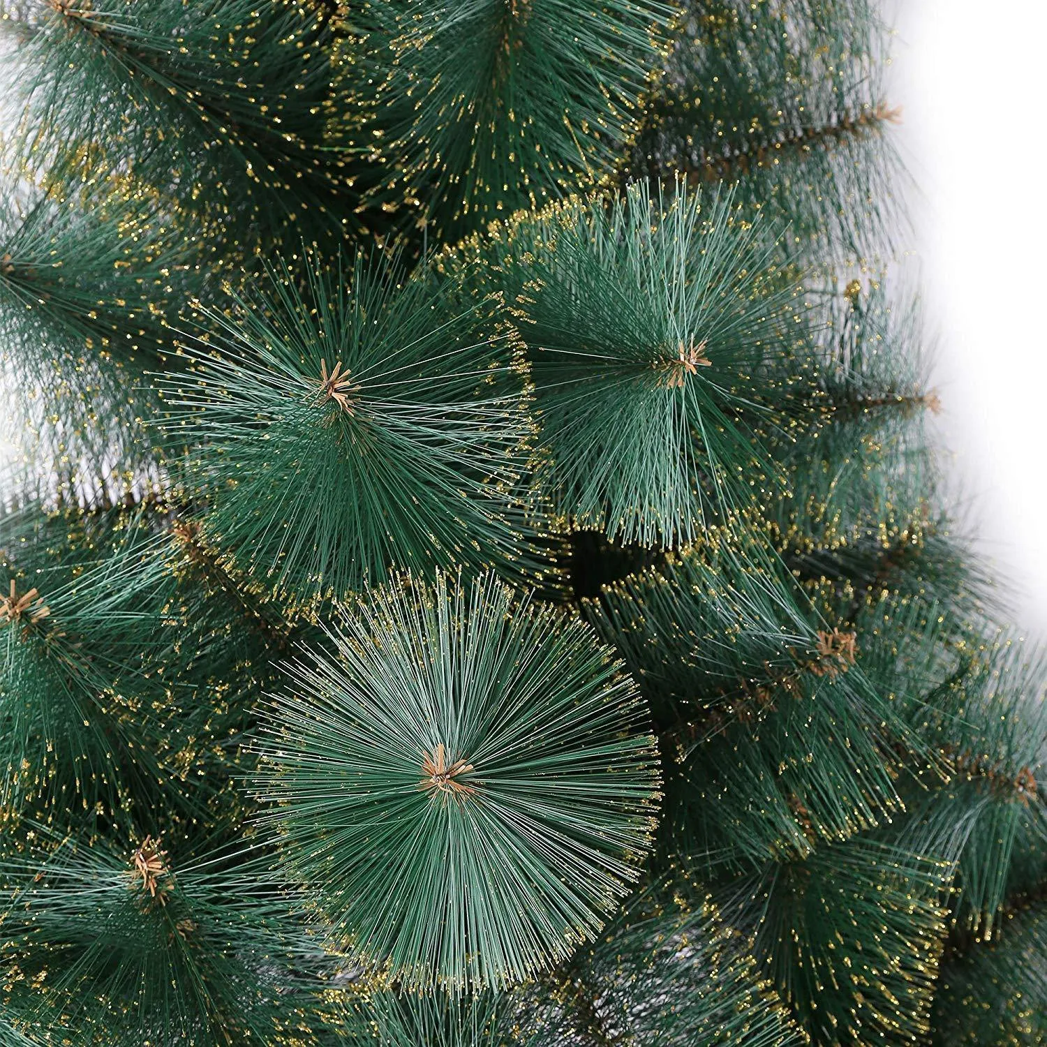 6' Classic Pine Needle Tree Encrypted Artificial Christmas Tree Natural Branch with Solid Metal Bracket, Coniferous with Golden Highlights