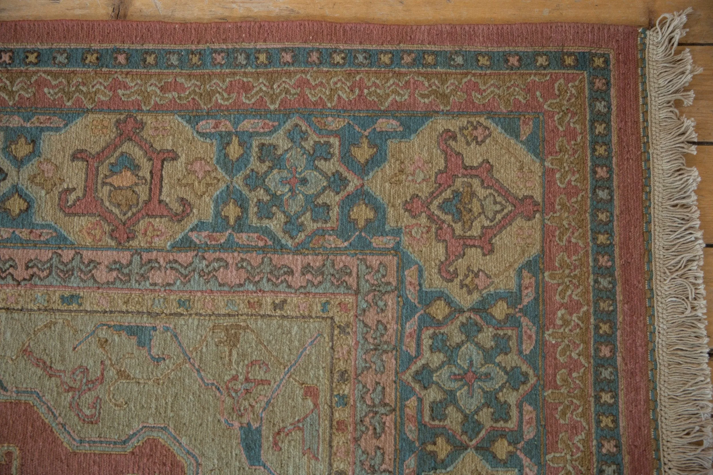 6.5x9 Vintage Tea Washed Indian Serapi Soumac Design Carpet