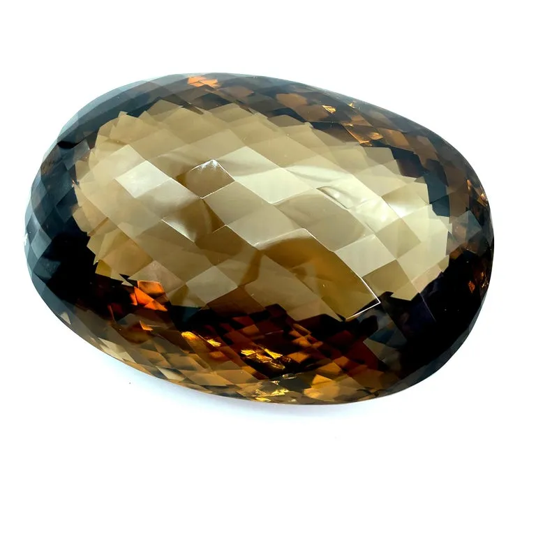 7432 Carat Oval Checkerboard Smoky Quartz Gemstone Display Piece