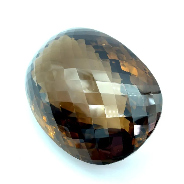 7432 Carat Oval Checkerboard Smoky Quartz Gemstone Display Piece