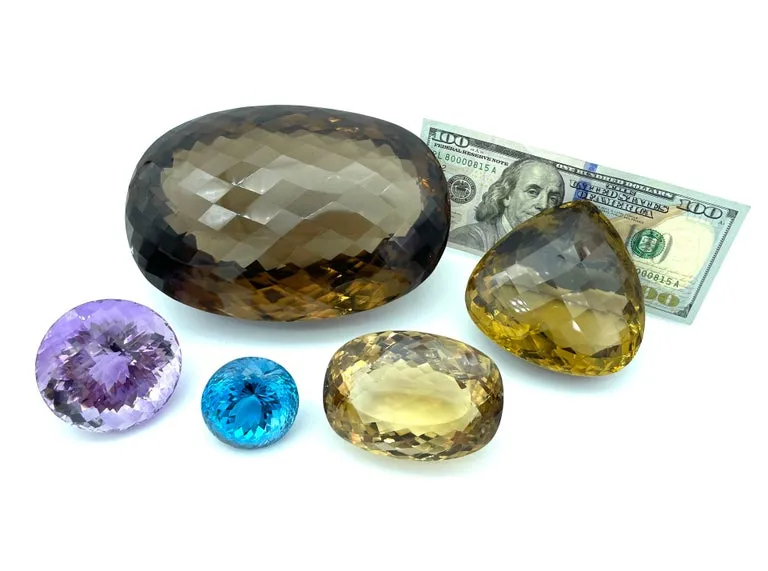 7432 Carat Oval Checkerboard Smoky Quartz Gemstone Display Piece