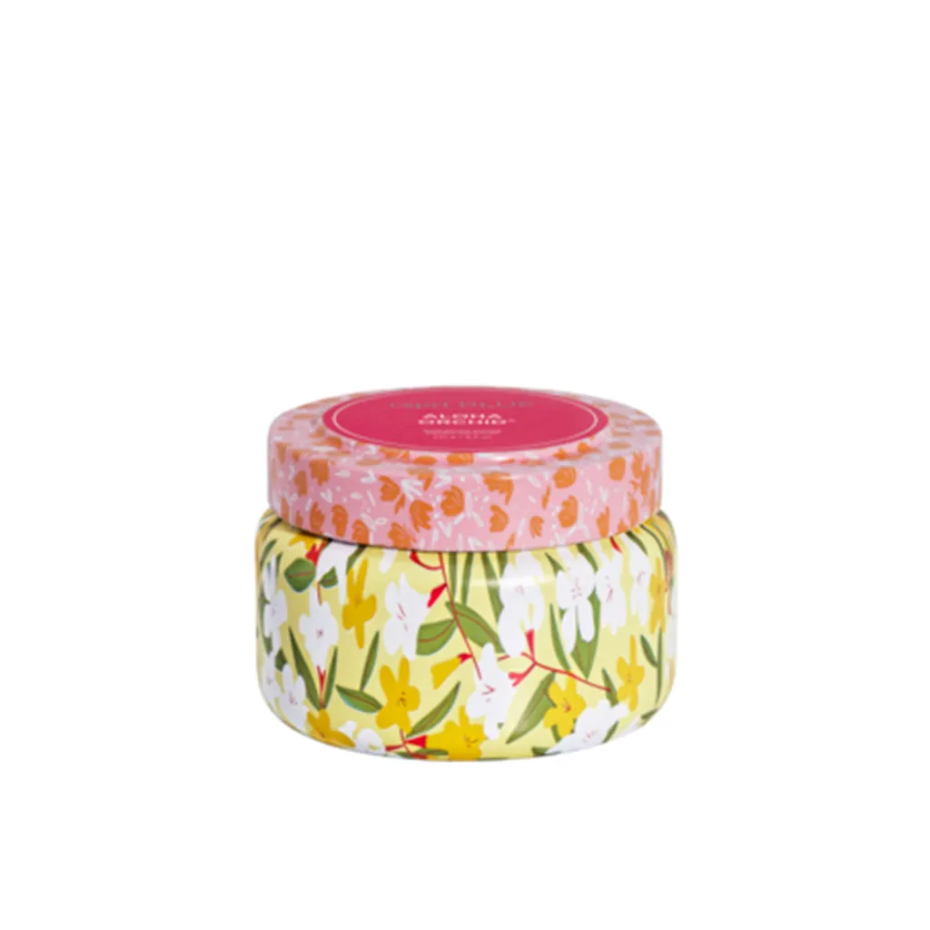 Aloha Orchid Pattern Tin Candle