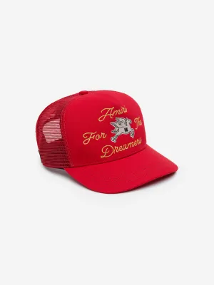 Amiri Kids Dreamers Trucker Cap in Red