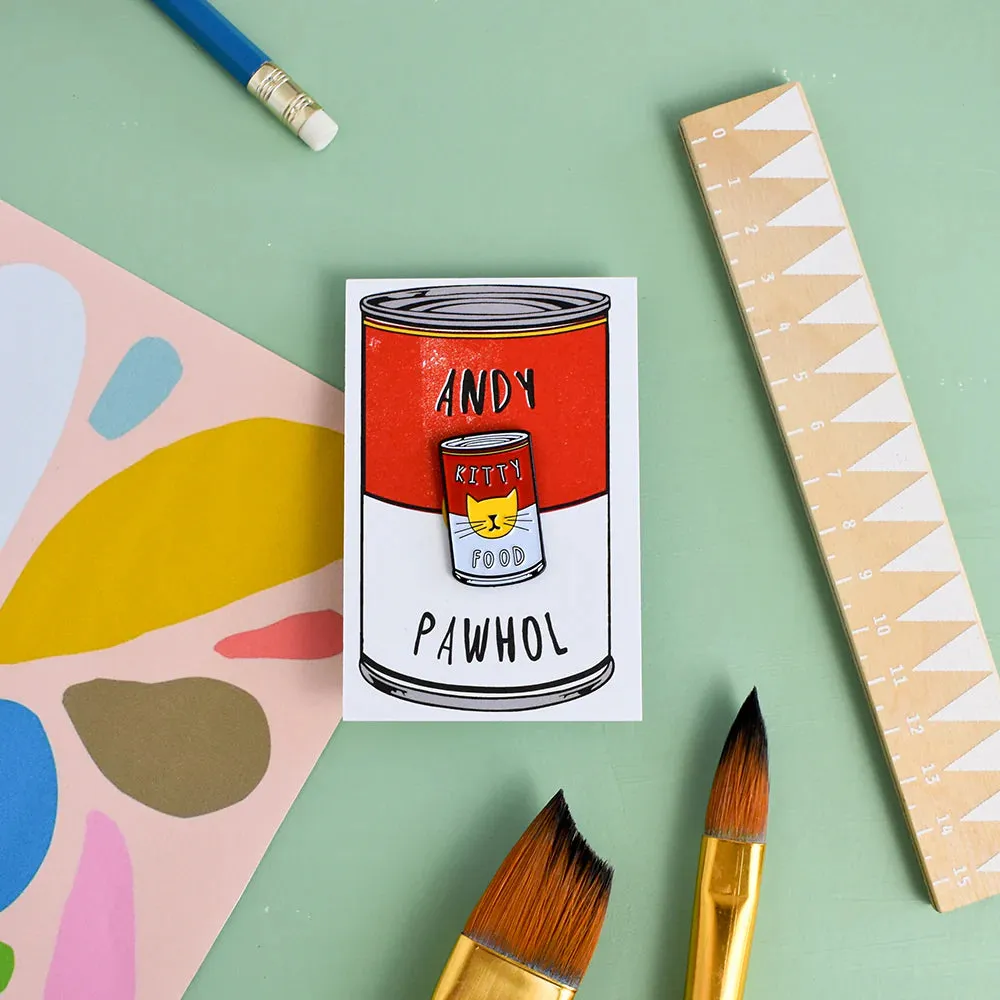 Andy Pawhol Cat Artist Pin Badge