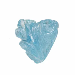 Aquamarine 0.91 inch 7.8 gram Natural Gem Crystal Leaf Carving