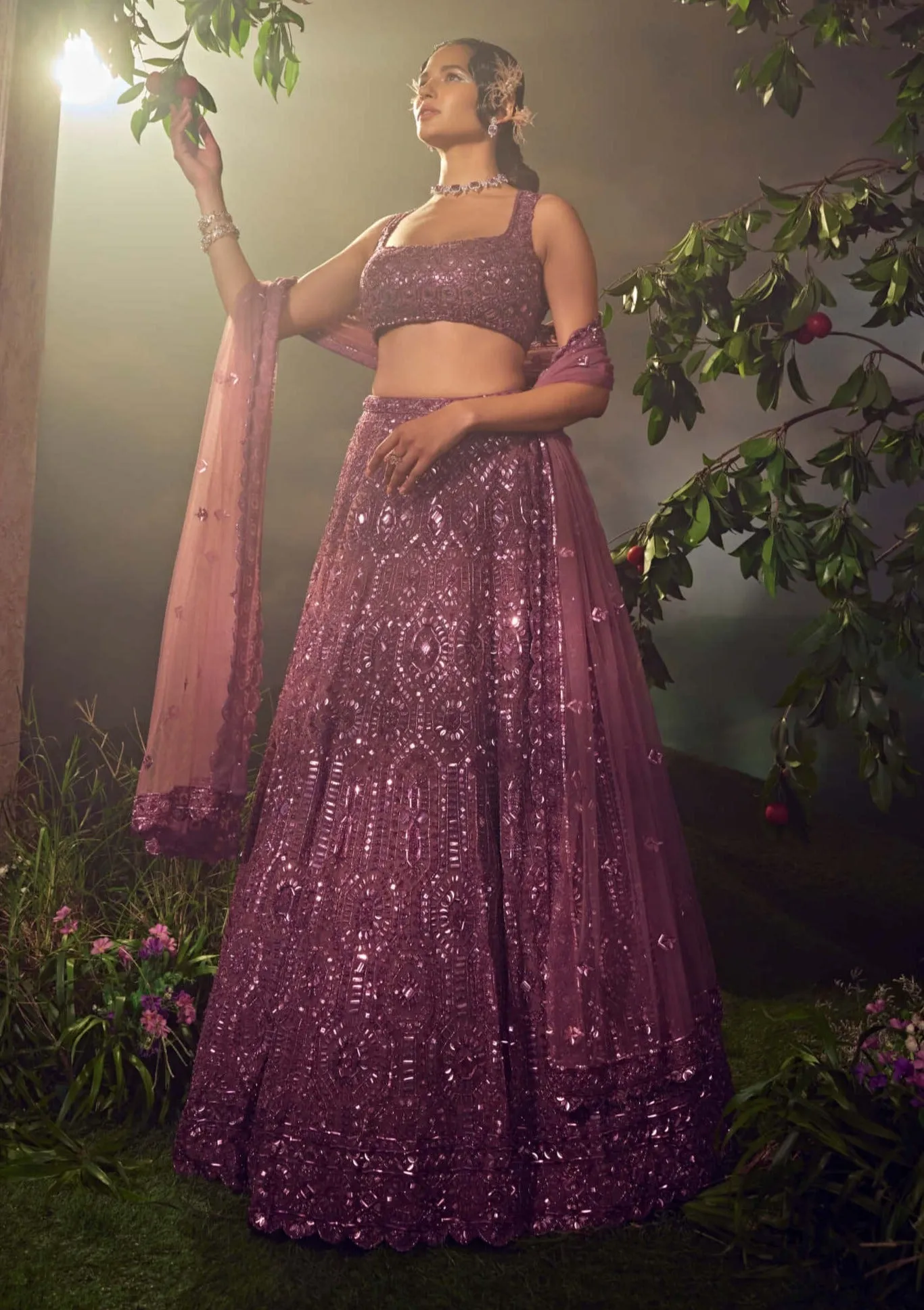 Argyle purple embroidered lehenga set
