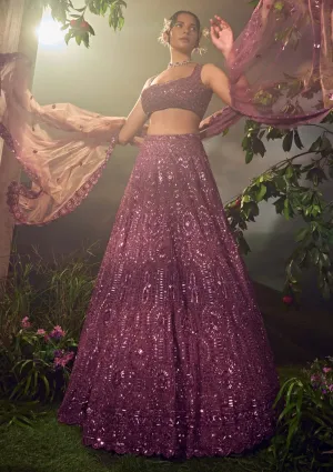 Argyle purple embroidered lehenga set