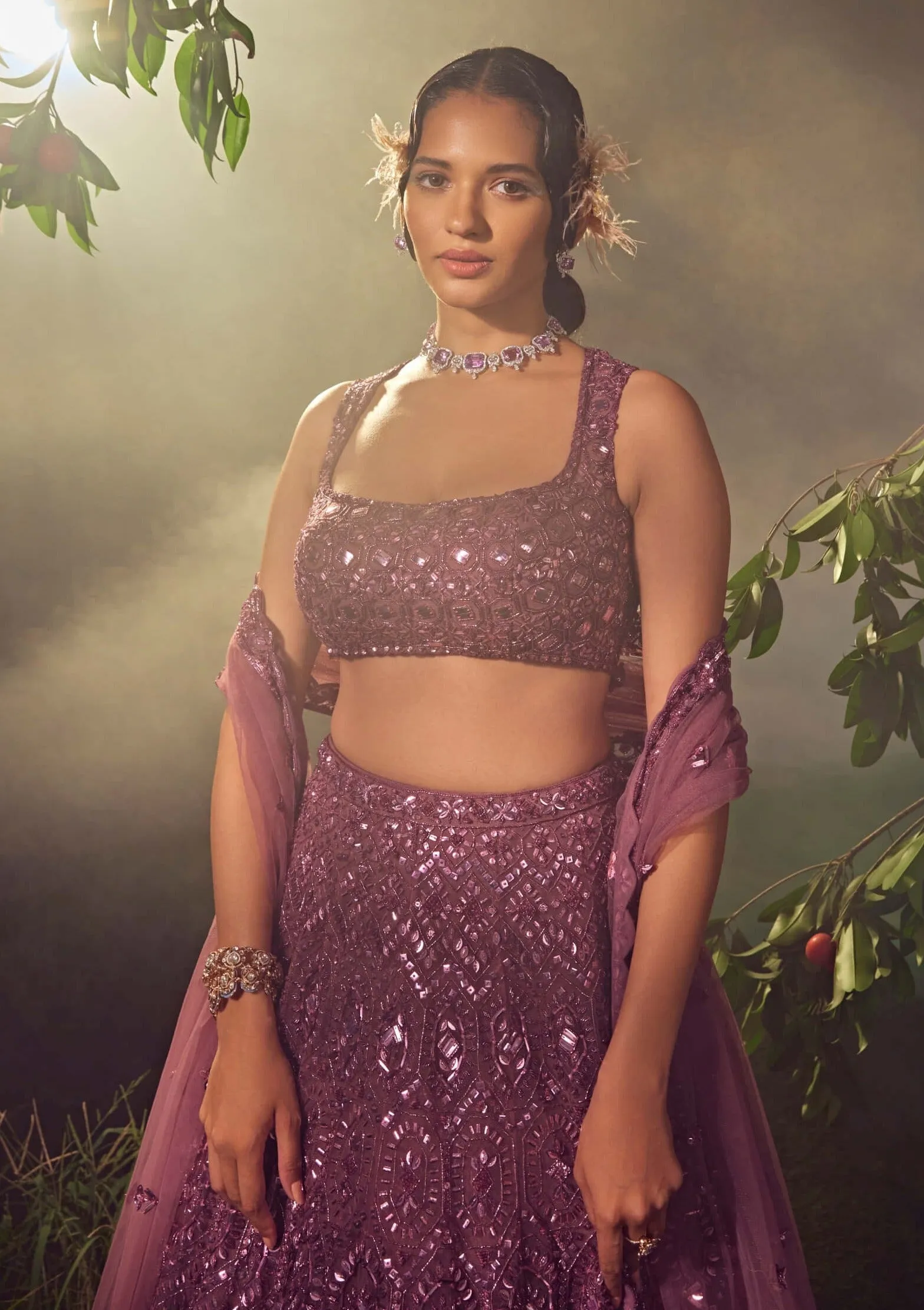Argyle purple embroidered lehenga set