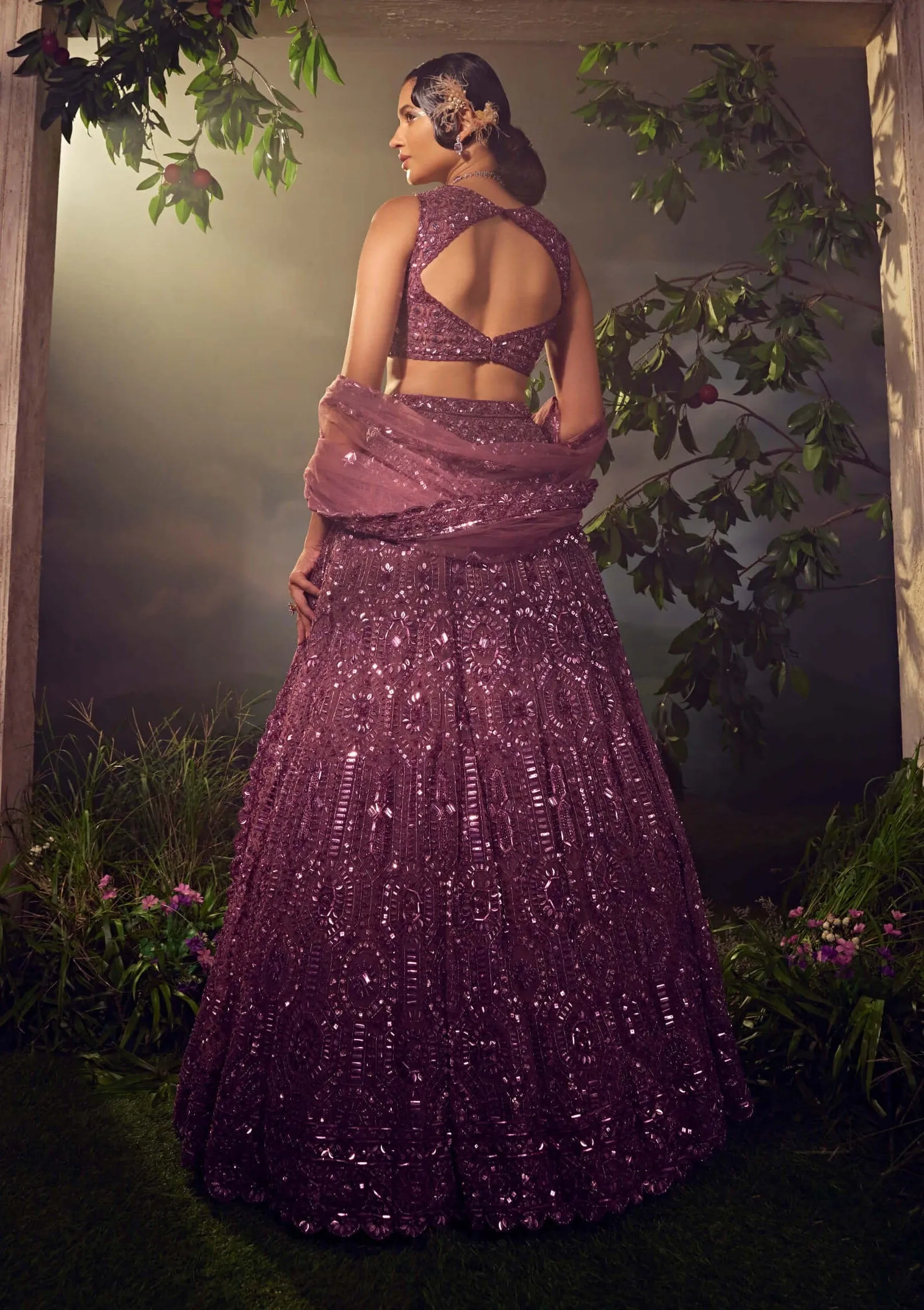 Argyle purple embroidered lehenga set