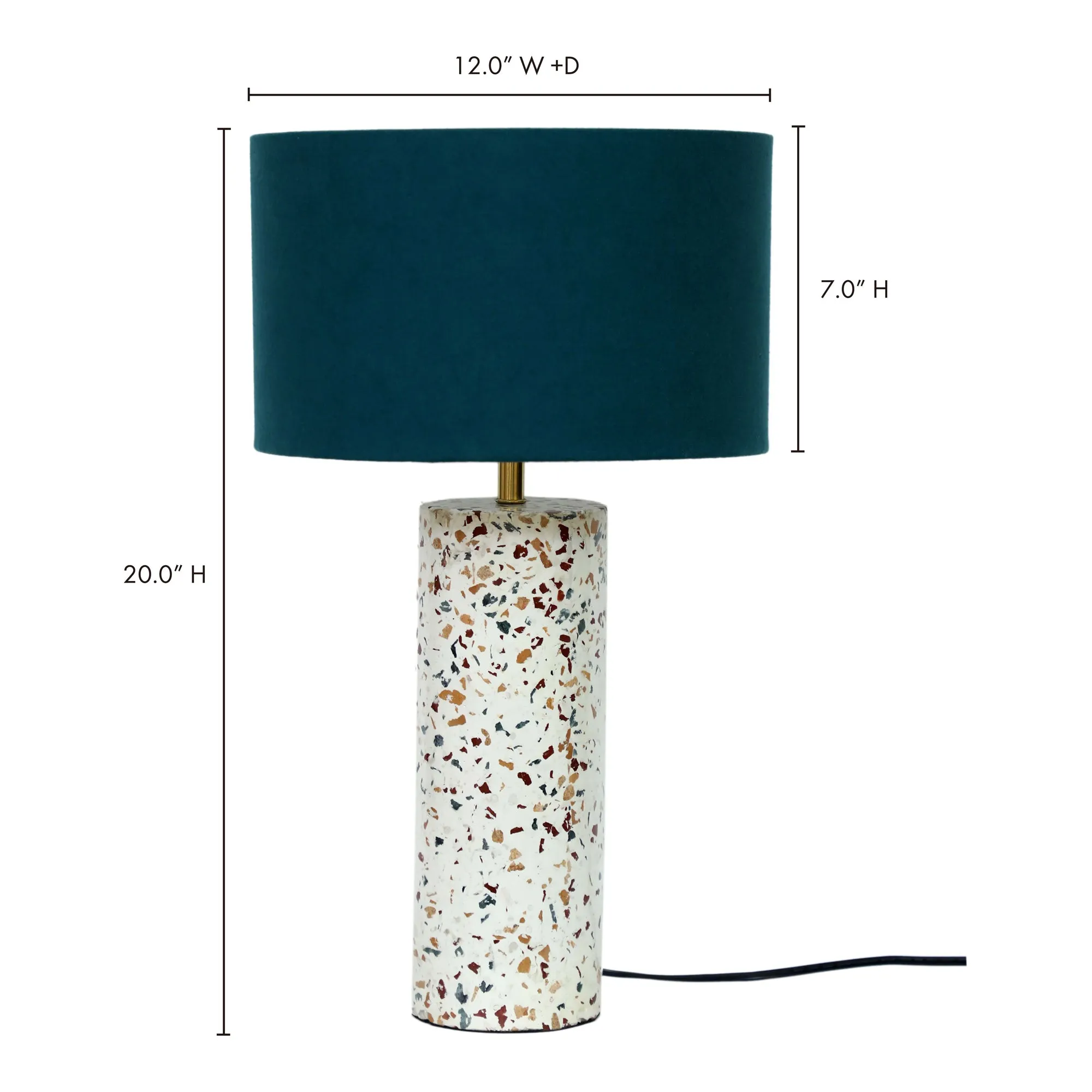 Artisanal Marble & Brass Cylinder Table Light